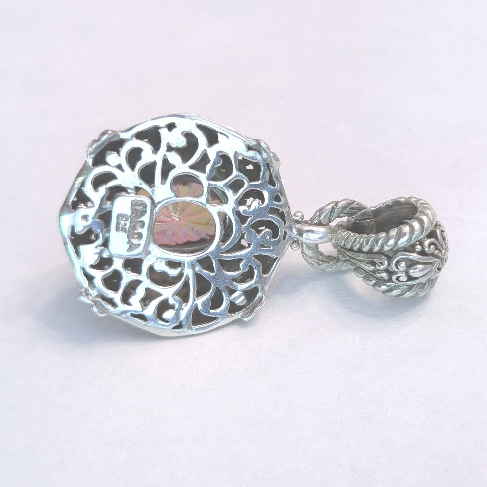 Sarda Sterling Silver 925 Filigree Hayward's Muse Mystic Topaz Pendant - Picture 4 of 6